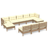 10 Piece Garden Lounge Set with Cushions Honey Brown Pinewood