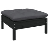 10 Piece Garden Lounge Set with Cushions Black Pinewood - 45-Degree Angle