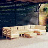 8 Piece Garden Lounge Set with Cream Cushions Solid Pinewood