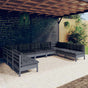 9 Piece Garden Lounge Set with Cushions Grey Solid Pinewood