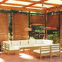 10 Piece Garden Lounge Set with Cushions Honey Brown Pinewood