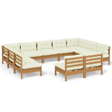 11 Piece Garden Lounge Set with Cushions Honey Brown Pinewood