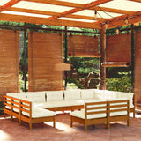 11 Piece Garden Lounge Set with Cushions Honey Brown Pinewood