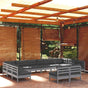 12 Piece Garden Lounge Set with Cushions Grey Solid Pinewood