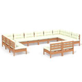 12 Piece Garden Lounge Set with Cushions Honey Brown Pinewood