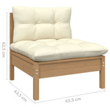 12 Piece Garden Lounge Set with Cushions Honey Brown Pinewood - Rear View