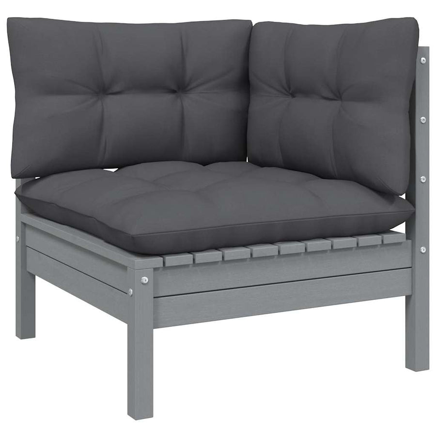 13 Piece Garden Lounge Set with Cushions Grey Solid Pinewood