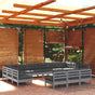 13 Piece Garden Lounge Set with Cushions Grey Solid Pinewood