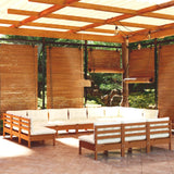 13 Piece Garden Lounge Set with Cushions Honey Brown Pinewood