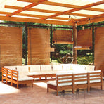13 Piece Garden Lounge Set with Cushions Honey Brown Pinewood