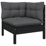 13 Piece Garden Lounge Set with Cushions Black Solid Pinewood