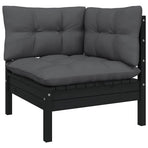 13 Piece Garden Lounge Set with Cushions Black Solid Pinewood