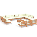 14 Piece Garden Lounge Set with Cushions Honey Brown Pinewood
