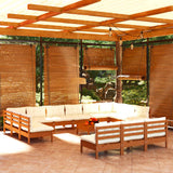 14 Piece Garden Lounge Set with Cushions Honey Brown Pinewood