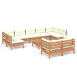 10 Piece Garden Lounge Set with Cushions Honey Brown Pinewood