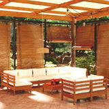 10 Piece Garden Lounge Set with Cushions Honey Brown Pinewood