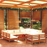 12 Piece Garden Lounge Set with Cushions Honey Brown Pinewood