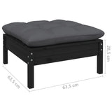 13 Piece Garden Lounge Set with Cushions Black Pinewood