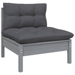 13 Piece Garden Lounge Set with Cushions Grey Pinewood