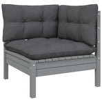 13 Piece Garden Lounge Set with Cushions Grey Pinewood