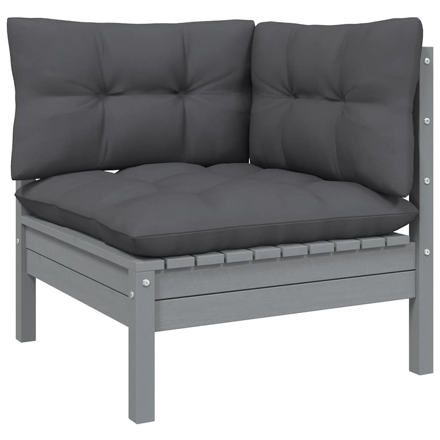 13 Piece Garden Lounge Set with Cushions Grey Pinewood
