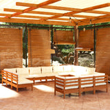 13 Piece Garden Lounge Set with Cushions Honey Brown Pinewood