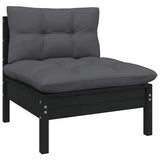 14 Piece Garden Lounge Set with Cushions Black Pinewood - Top-Down View