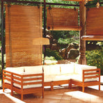 6 Piece Garden Lounge Set with Cushions Honey Brown Pinewood