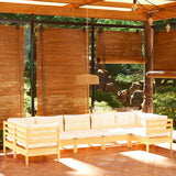 7 Piece Garden Lounge Set with Cream Cushions Pinewood