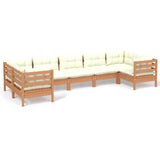 7 Piece Garden Lounge Set with Cushions Honey Brown Pinewood