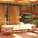 7 Piece Garden Lounge Set with Cushions Honey Brown Pinewood