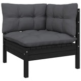 7 Piece Garden Lounge Set with Cushions Black Pinewood - Top-Down View