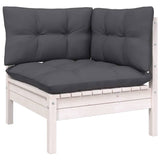 9 Piece Garden Lounge Set with Cushions White Pinewood - 45-Degree Angle