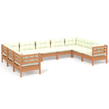 9 Piece Garden Lounge Set with Cushions Honey Brown Pinewood - Front View