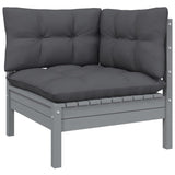10 Piece Garden Lounge Set with Cushions Grey Pinewood - Top-Down View