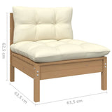 10 Piece Garden Lounge Set with Cushions Honey Brown Pinewood - Rear View