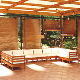 10 Piece Garden Lounge Set with Cushions Honey Brown Pinewood