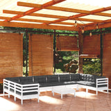 11 Piece Garden Lounge Set with Cushions White Pinewood