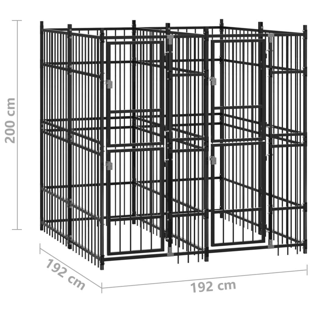 Outdoor Dog Kennel Steel 3.69 m?