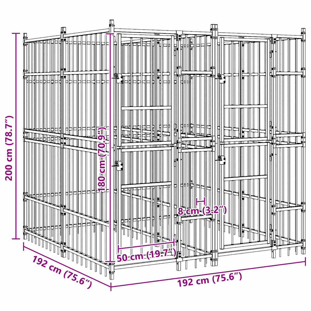 Outdoor Dog Kennel Steel 3.69 m?