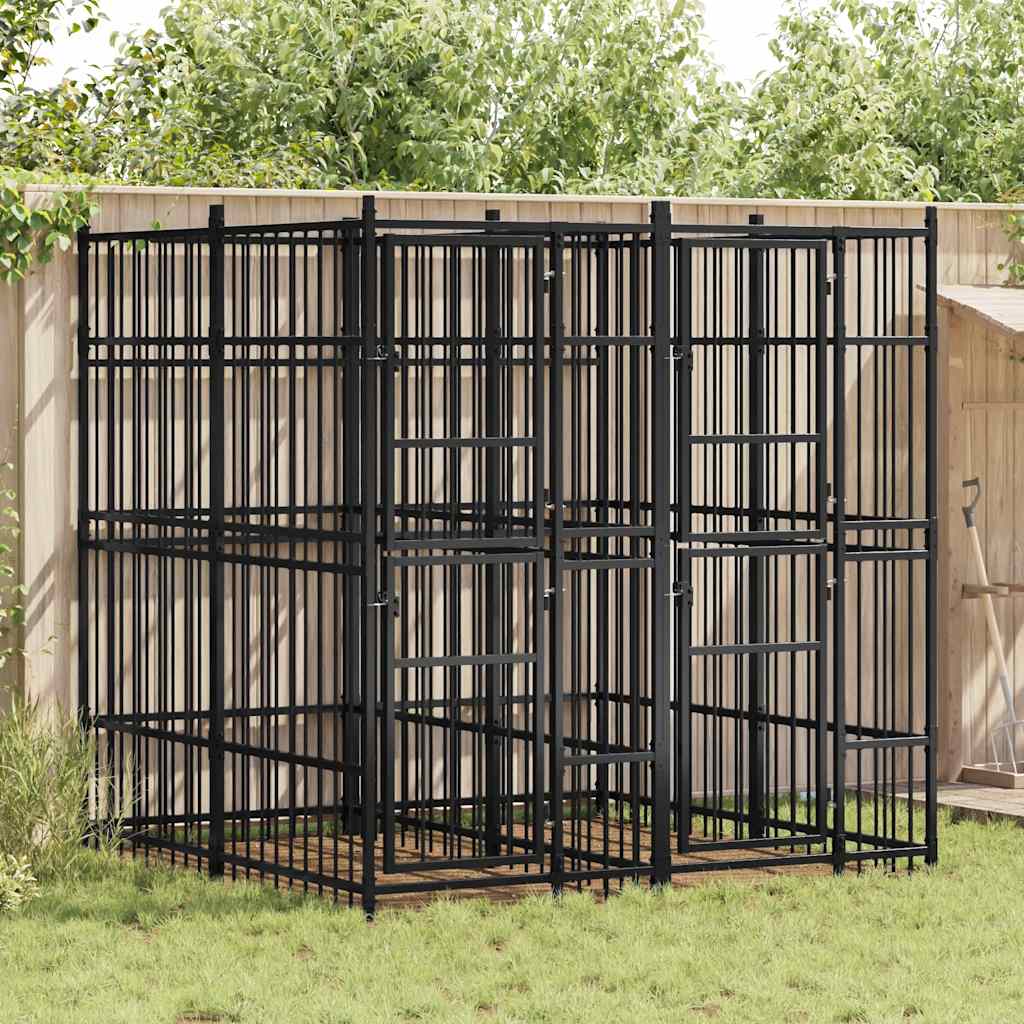 Outdoor Dog Kennel Steel 3.69 m?
