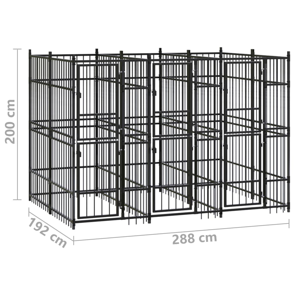 Outdoor Dog Kennel Steel 5.53 m?