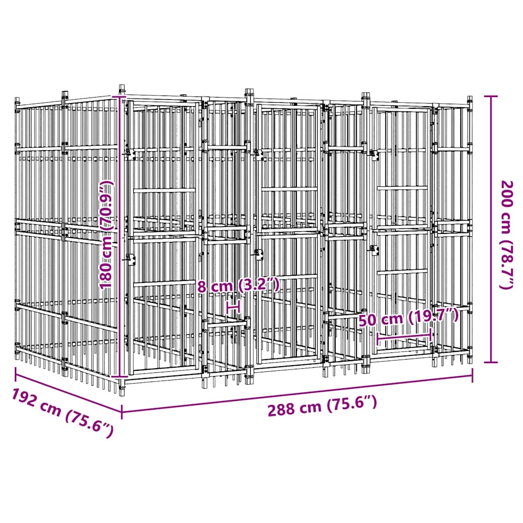 Outdoor Dog Kennel Steel 5.53 m?