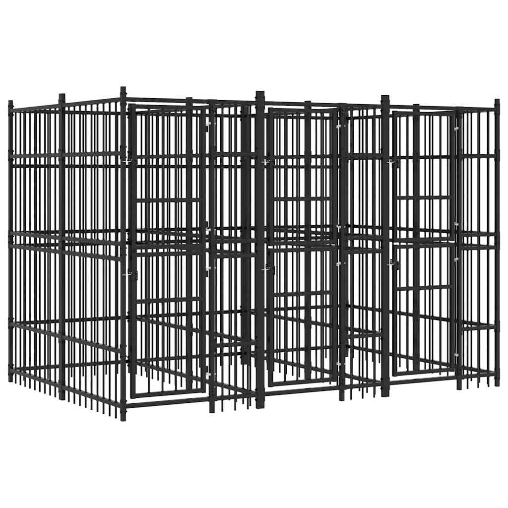 Outdoor Dog Kennel Steel 7.37 m?