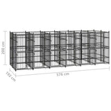 Outdoor Dog Kennel Steel 11.06 m² - Close-Up Angle