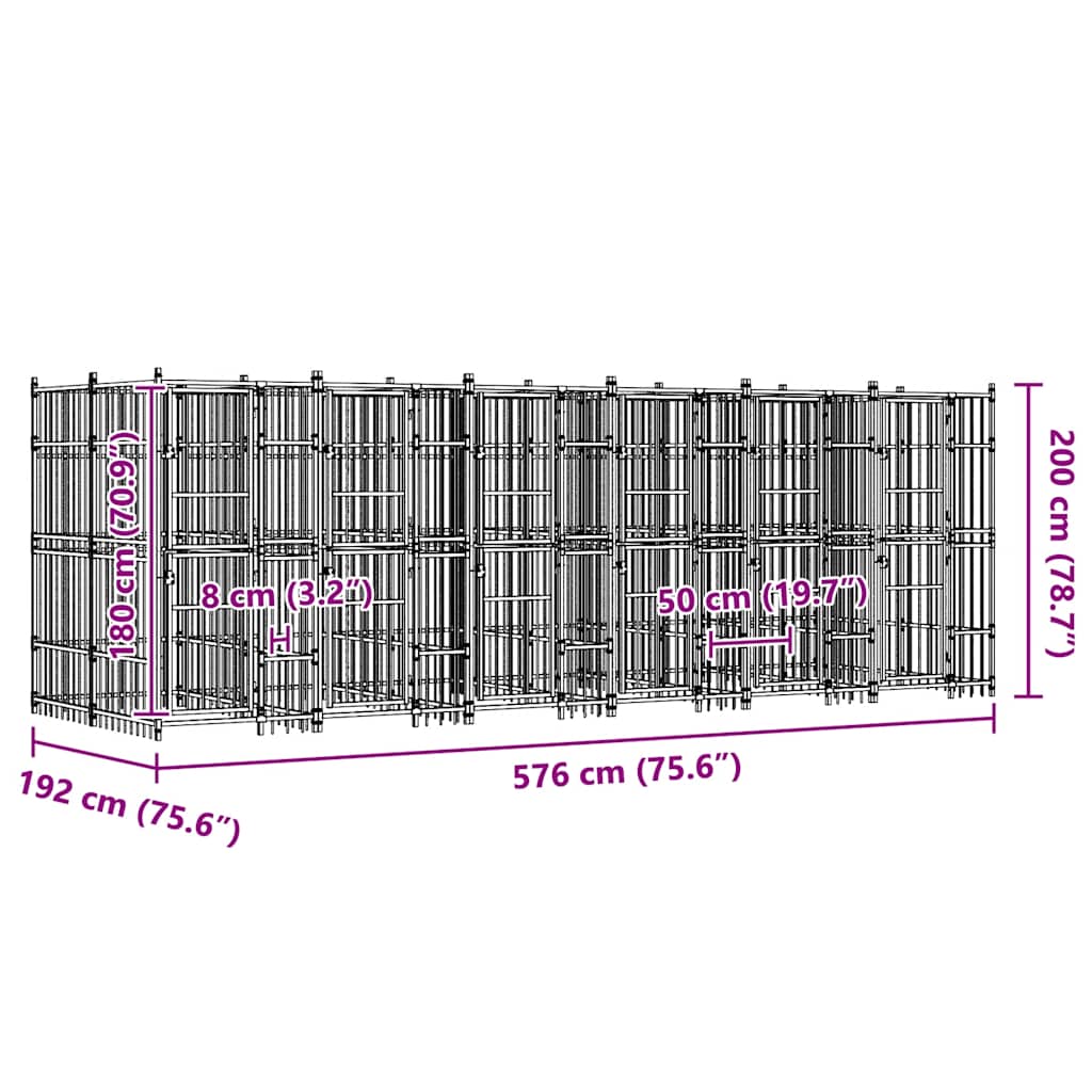 Outdoor Dog Kennel Steel 11.06 m?