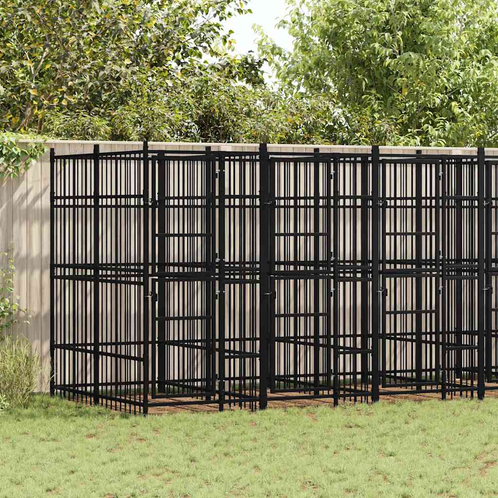 Outdoor Dog Kennel Steel 11.06 m?