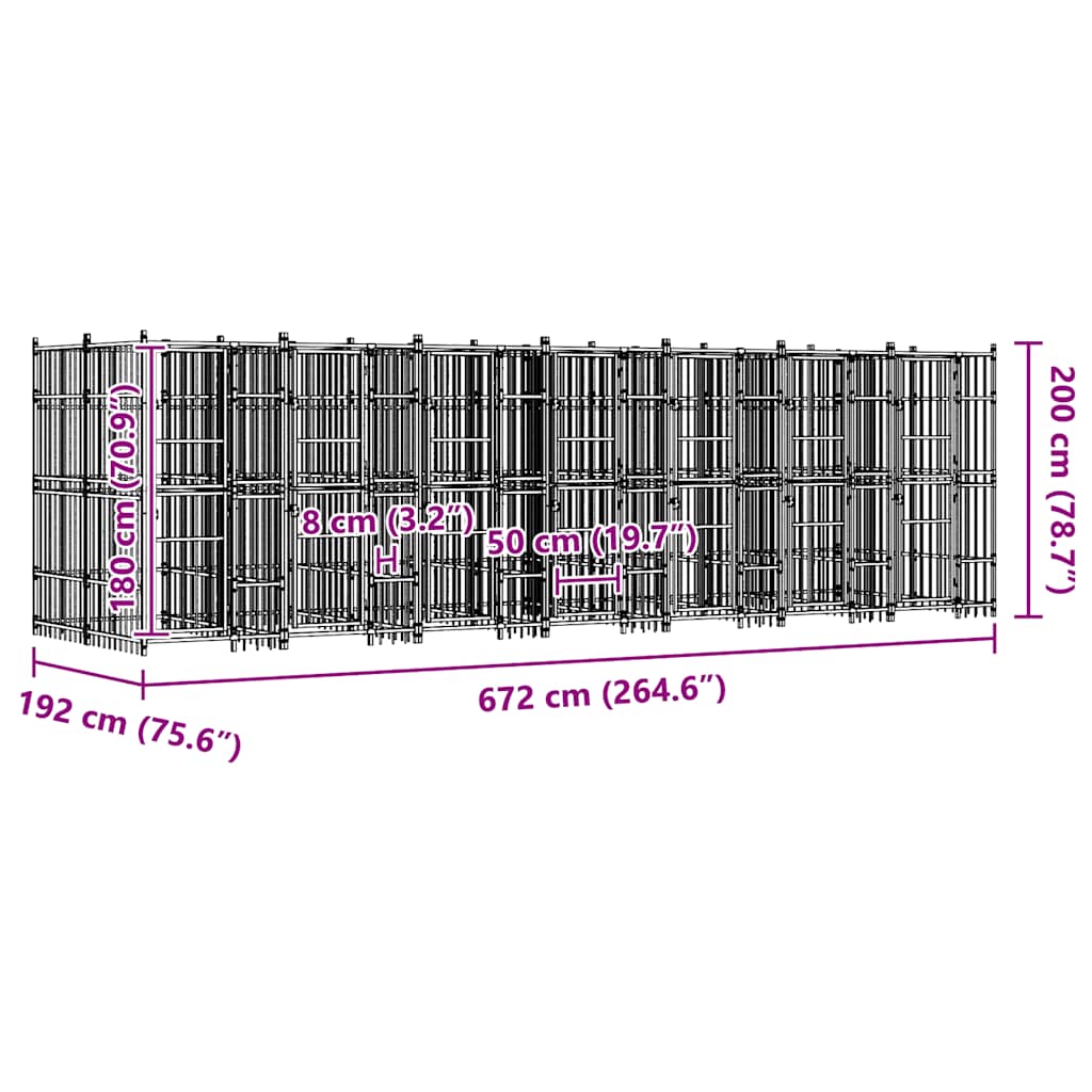 Outdoor Dog Kennel Steel 12.9 m?