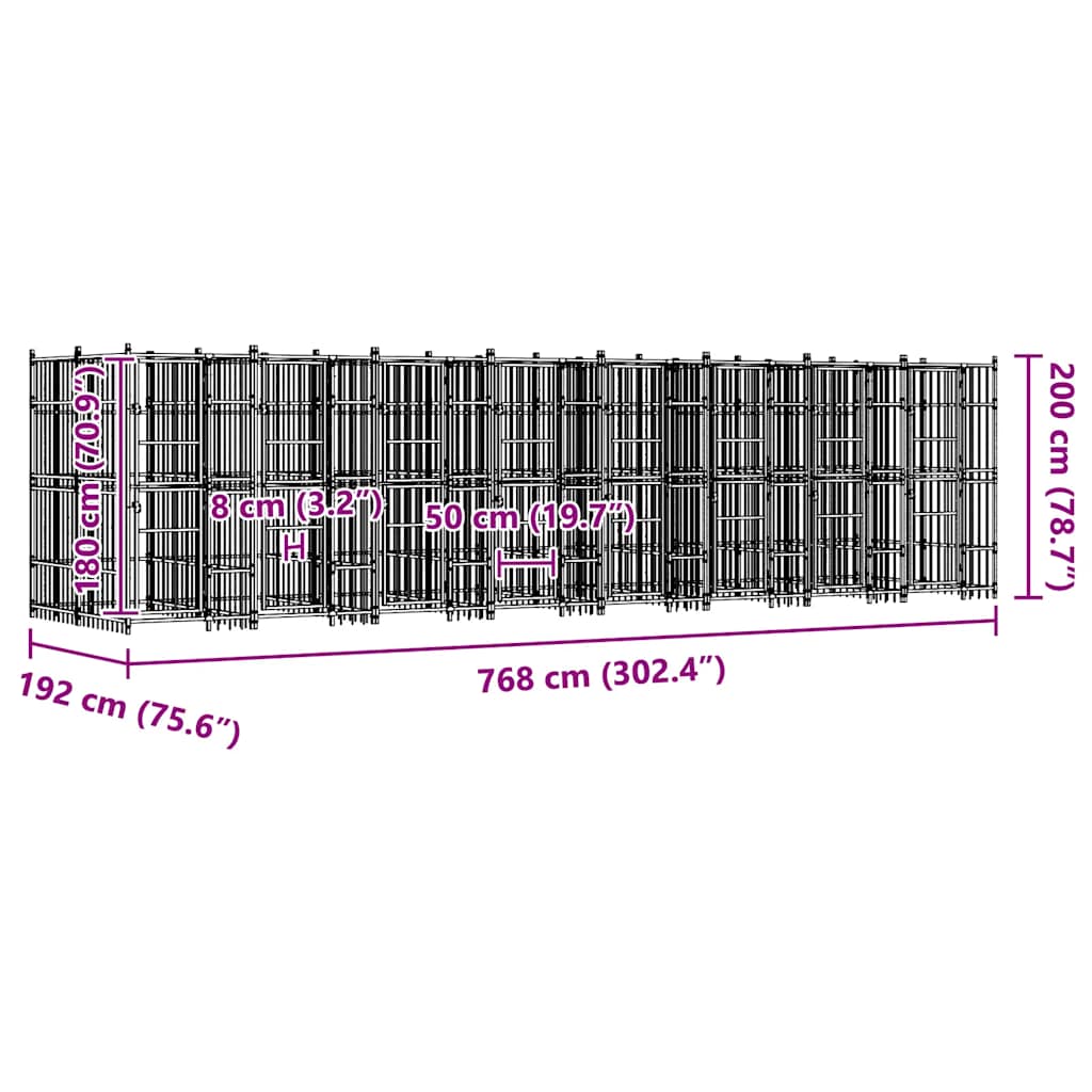 Outdoor Dog Kennel Steel 14.75 m?