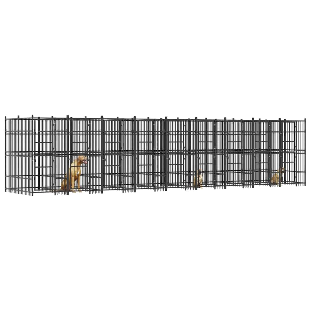 Outdoor Dog Kennel Steel 16.59 m?
